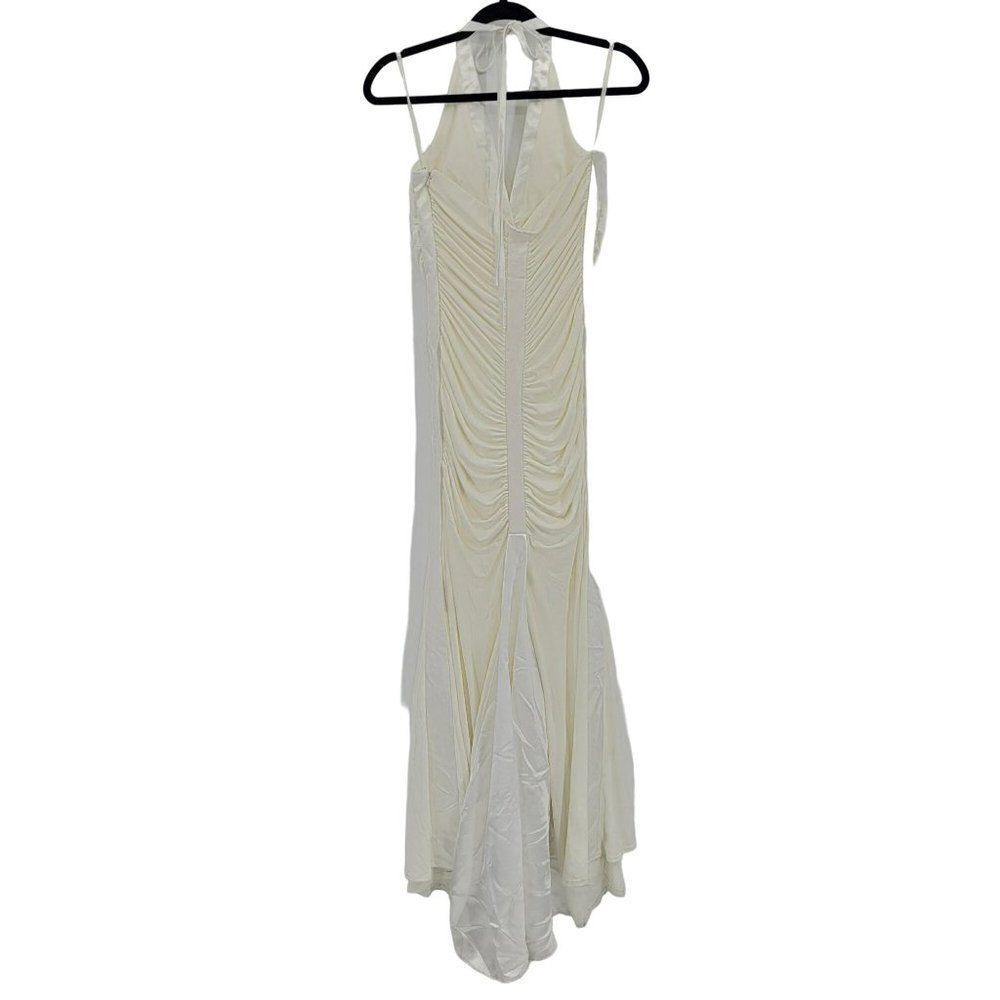 Vtg 80s Jessica McClintock Wedding Dress Gown Sz 8 Ivory Bodycon Fishtail Halter - Picture 10 of 16